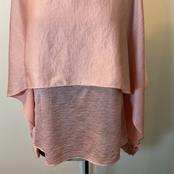 17. DKNY Pink Cape Overlay Crewneck Long Sleeve Blouse Size Large - Picture 5 of 8